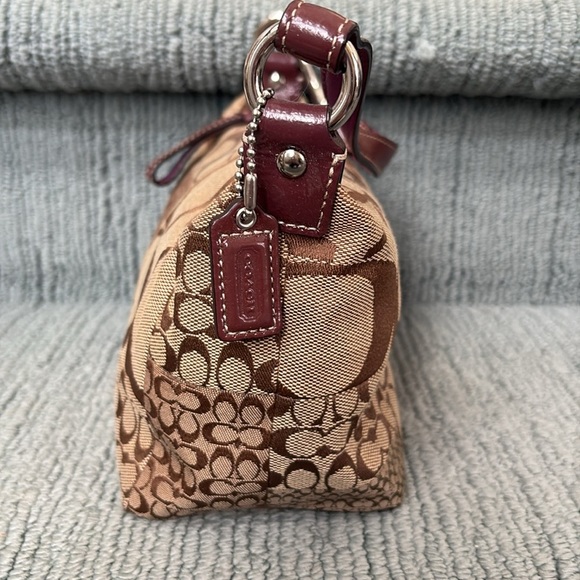 Coach   Patchwork mini bag  Gift vintage Satchel  canvas  brown tan purple  EUC - Picture 6 of 16